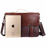 The Budapest Messenger - Large Leather Briefcase Messenger Bag for Men from Manly Packs