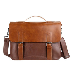 The Budapest Messenger - Large Leather Briefcase Messenger Bag for Men from Manly Packs
